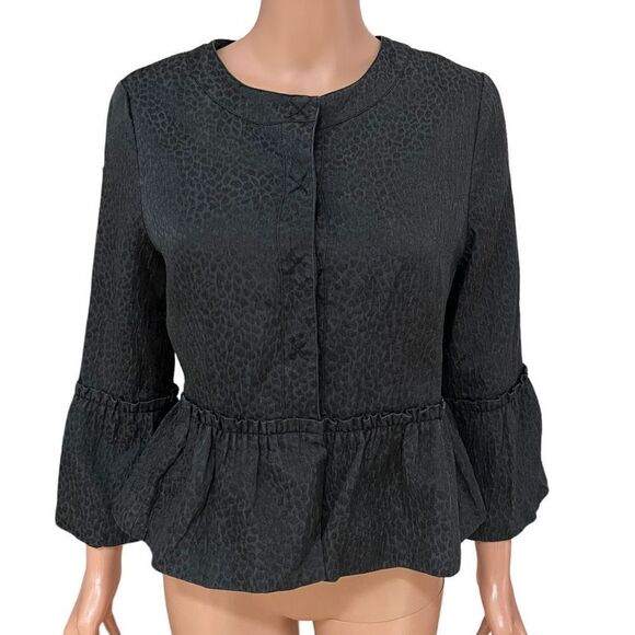 BCBG MAXAZRIA Black Giselle Peplum Blazer Coat silk/wool blend size S - Picture 1 of 8